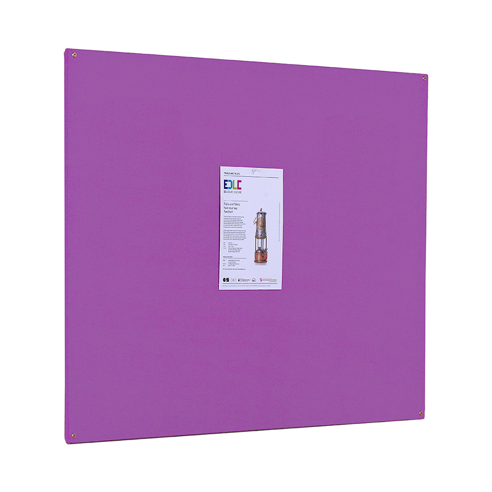Lavender Coloured Frameless Class 0 Fire Rated Indoor Noticeboard