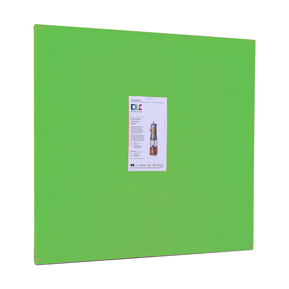 Wall Mounted Coloured Indoor Noticeboard in Light Green with Flameshield Class 0 Fire Rating