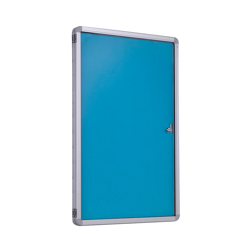 Wall Mounted Flameshield Lockable Single Door Noticeboard in Light Blue 
