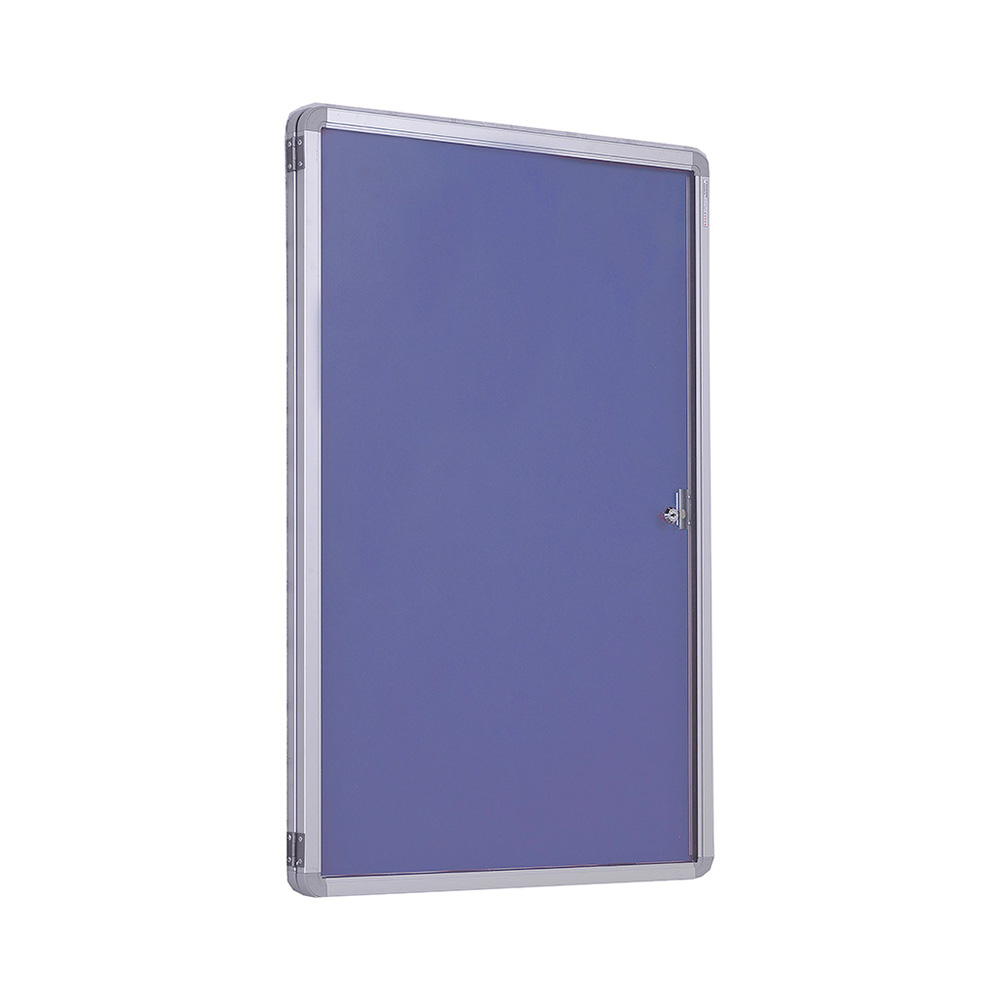 Flameshield Portrait Lockable Noticeboard with Lilac Fabric