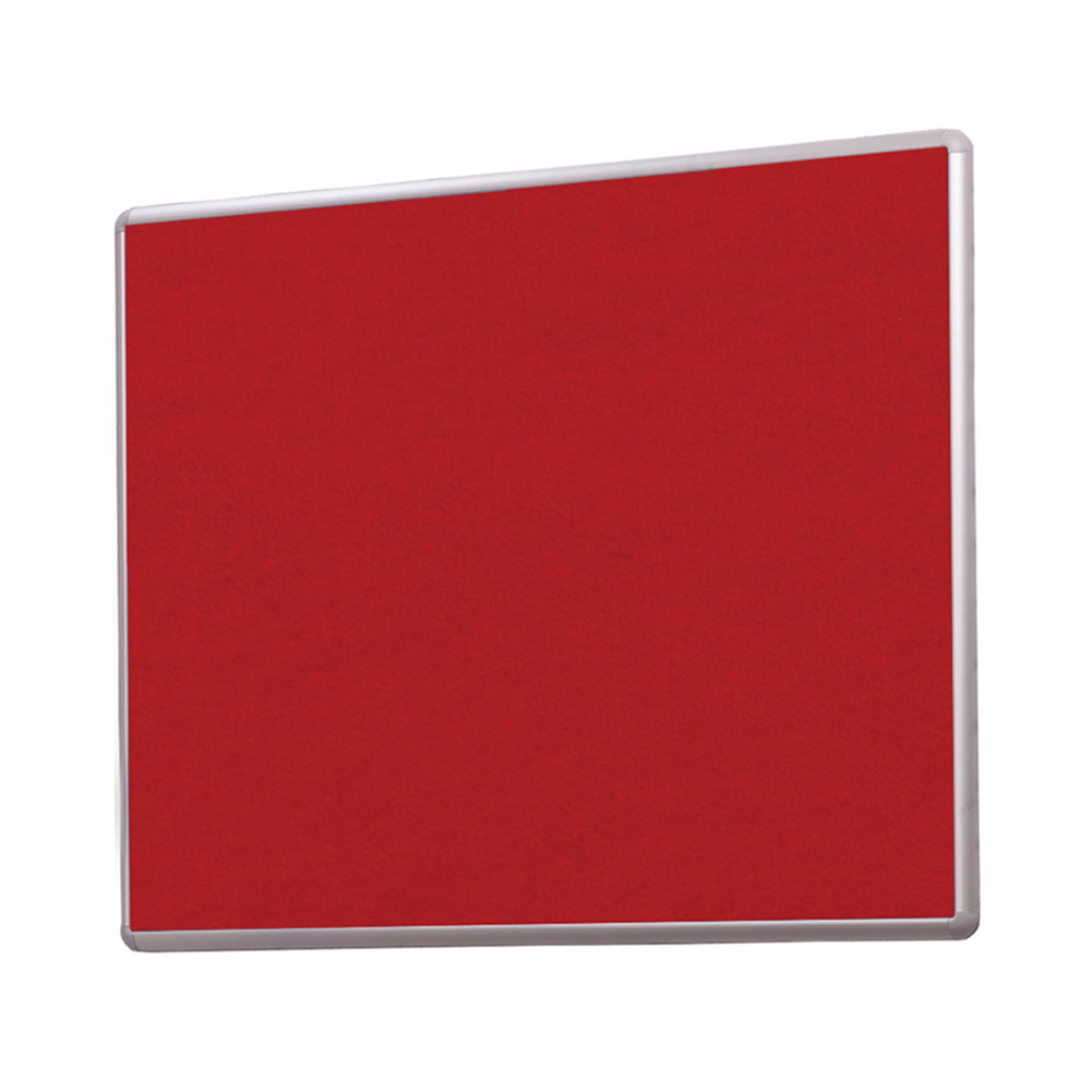 Wall Mounted Landscape Noticeboard with Aluminium Frame and Red Fabric