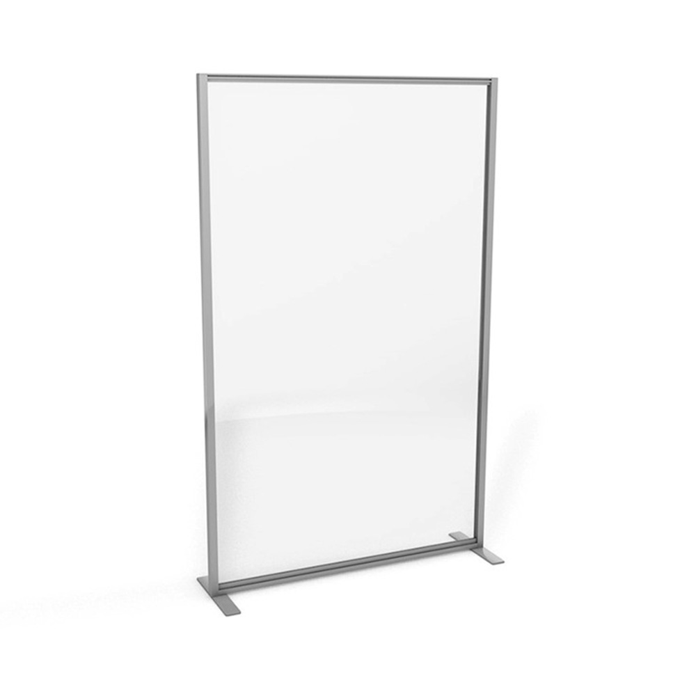 Freestanding Protection Screens With Stabilising Feet And White Aluminium Frame