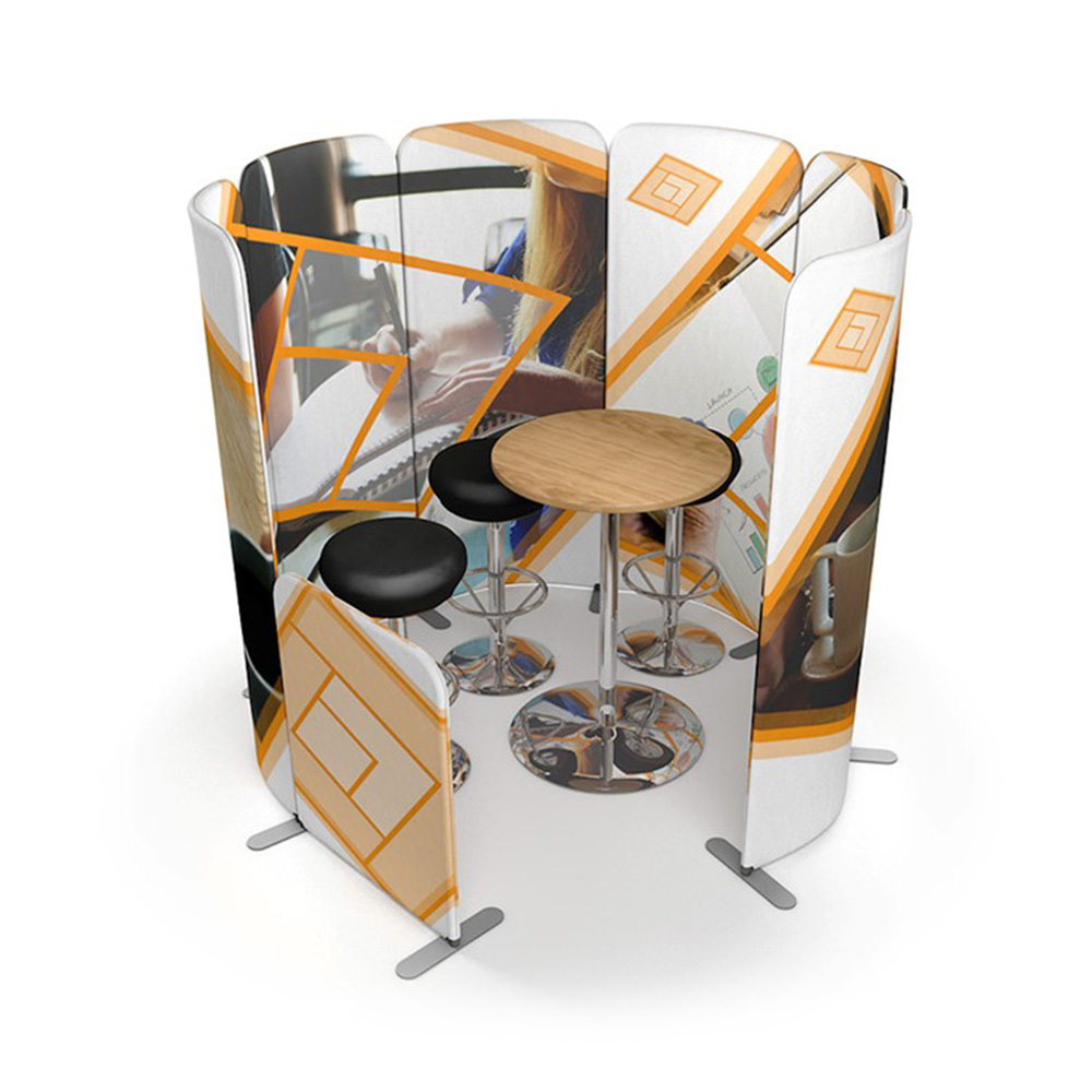 Free Standing Printed Meeting Booth With Table and Stools