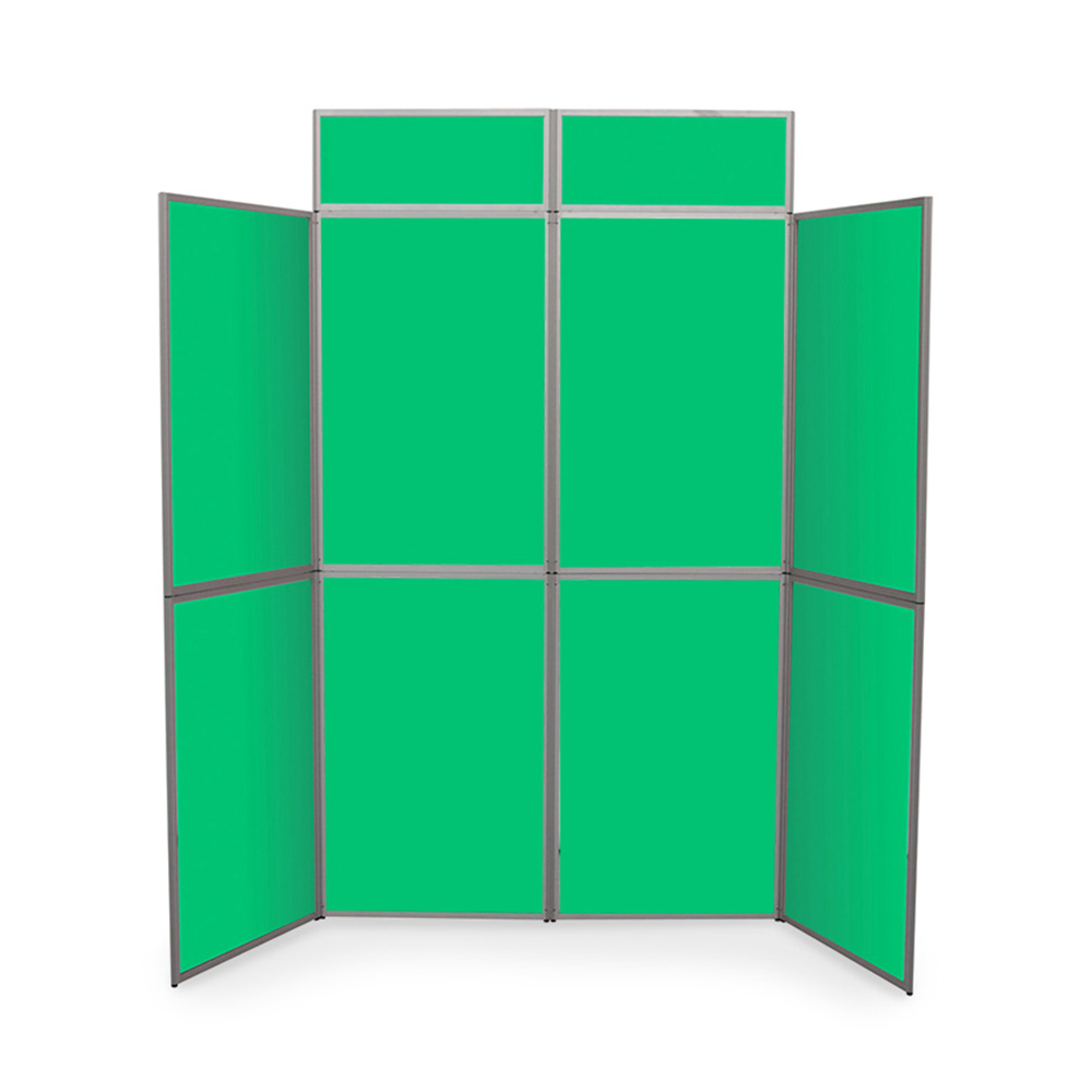 8 Panel Heavy Duty Folding Display System in Green with Headers