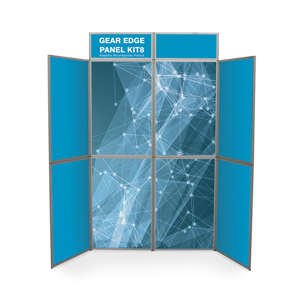 Heavy Duty Presentation Boards with Blue Fabric and Printed Graphics