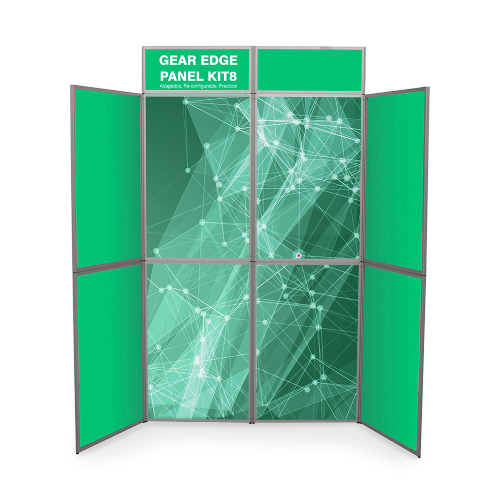 8 Panel Heavy Duty Display Boards with printed Panels and Green Fabric