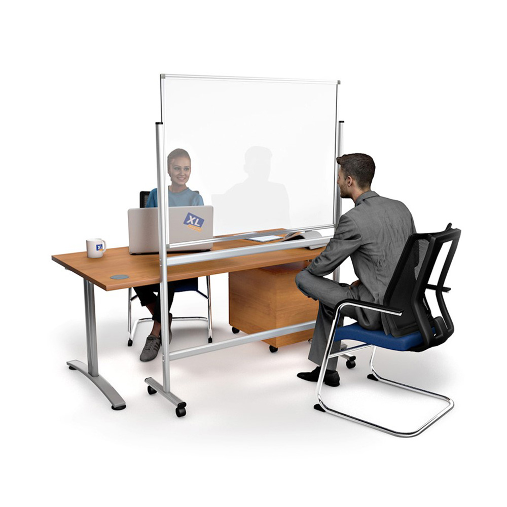 Mobile Anti Virus Perspex® Divider Screen On Wheels For Safe Social Distancing in the Workplace