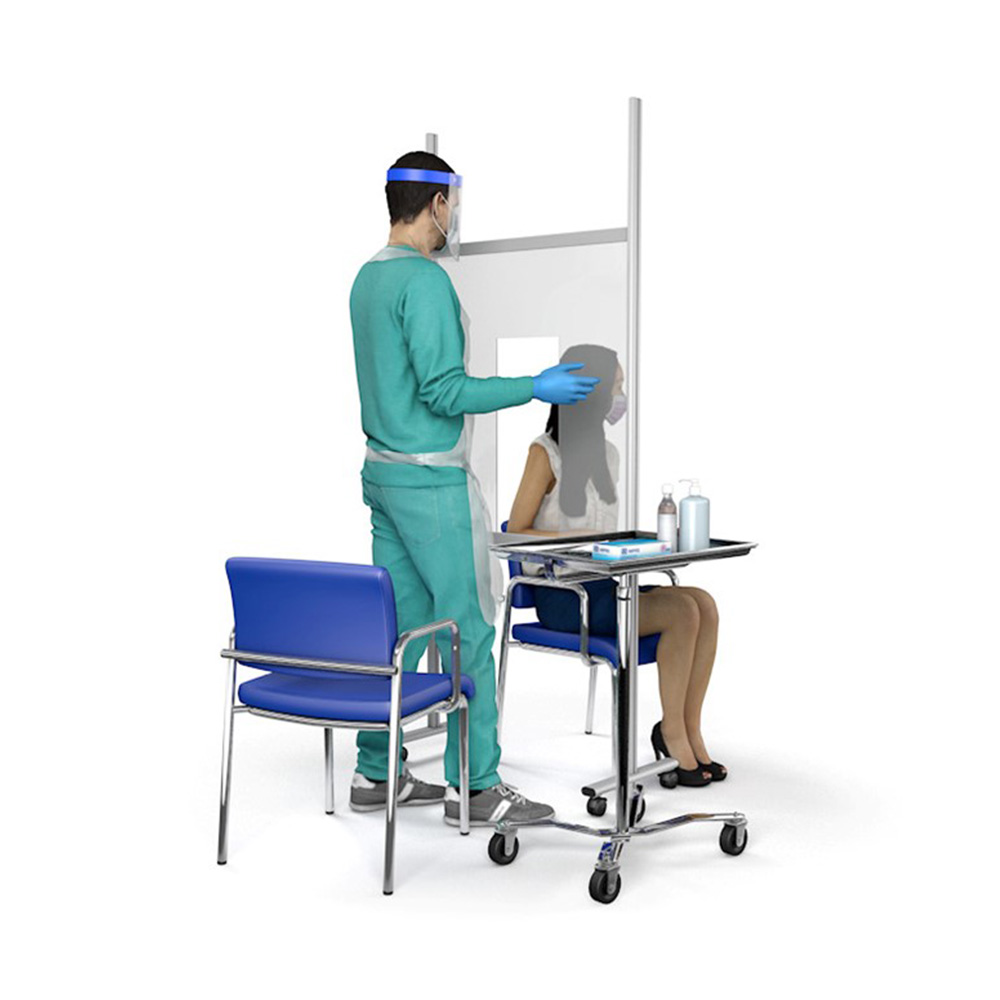 Free Standing Medical Protective Screen With Lower Setting - Ideal For  Sitting Down Patients 