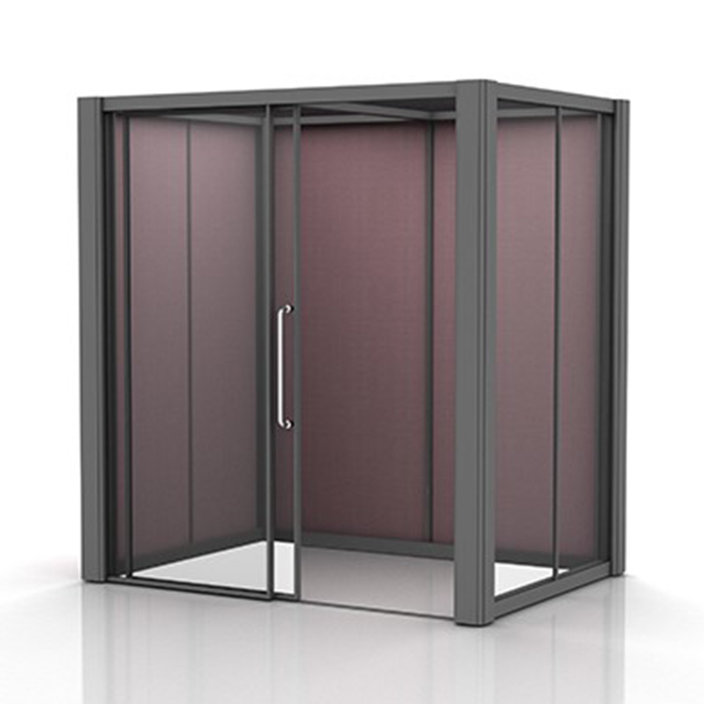 Freestanding 2x1.5m Glass Meeting Po with Sliding Door