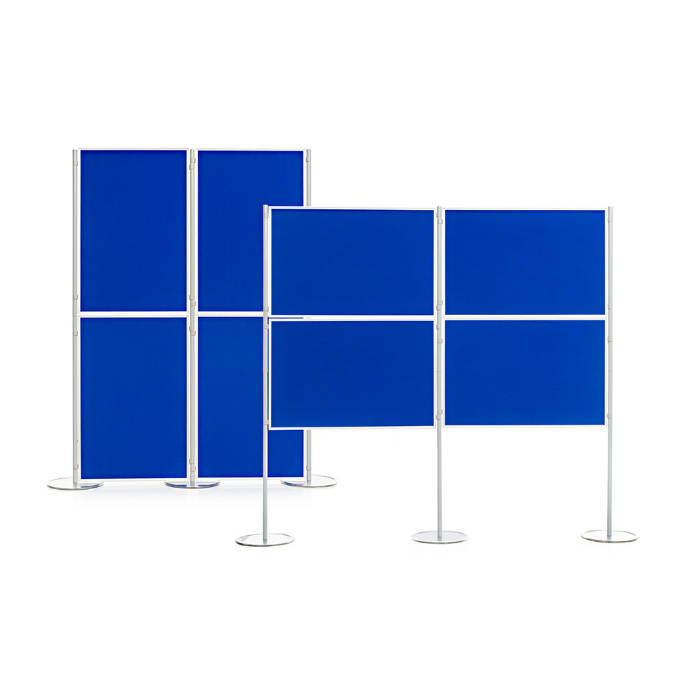 4 Panel and Pole Display Boards in Both Portrait and Landscape Orientation with Blue Fabric