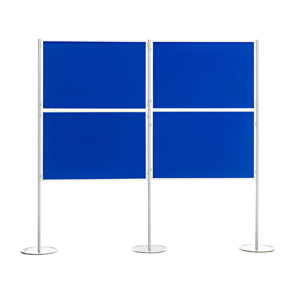 4 Panel and Pole Presentation Display Boards in Landscape with Blue Fabric