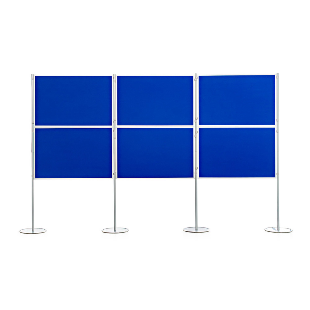 6 Panel and Pole Presentation Boards in Landscape Orientation with Blue Fabric