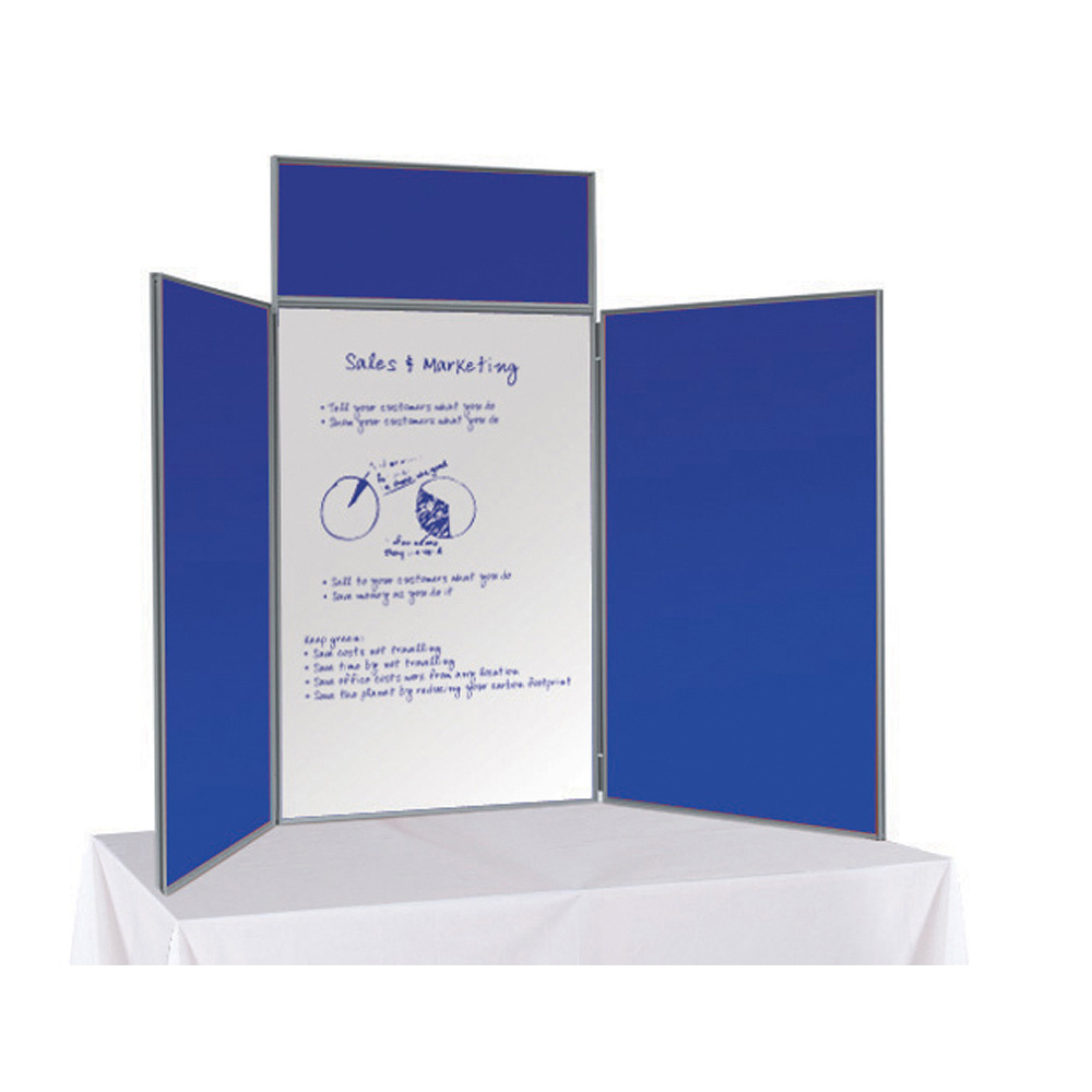 3 Panel Folding Table Top Display Boards in Blue with Posters
