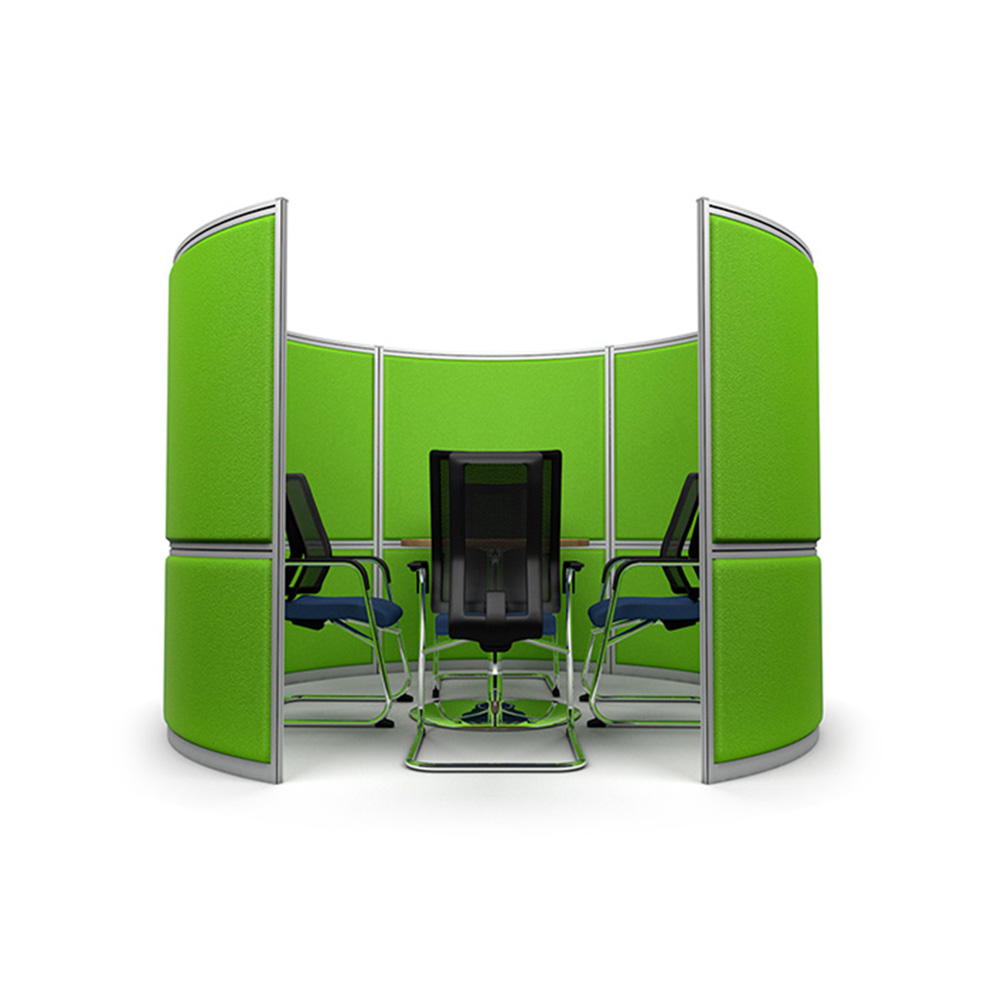 Premium Acoustic Meeting Pods For Four People in Green Fabric