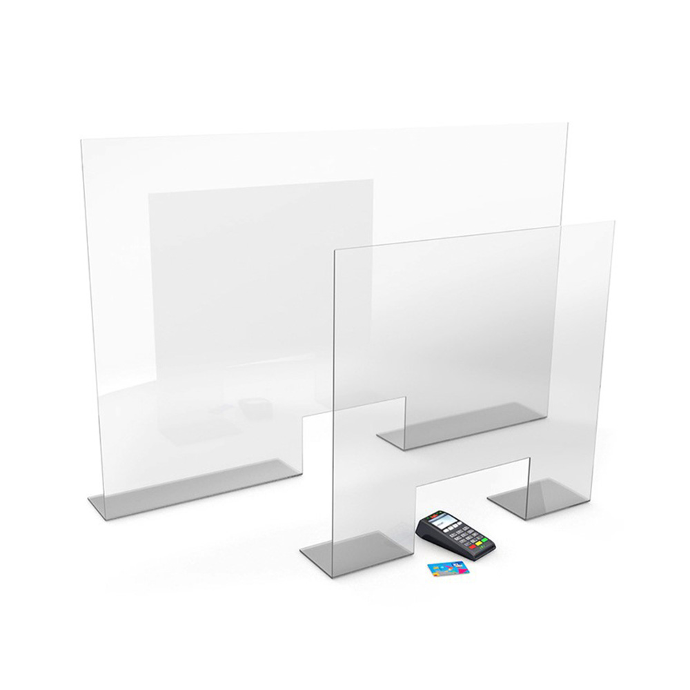 STANDARD Free Standing Sneeze guards With Cut Out - Ideal For Cashier Desks & Shop Counters Allowing Safer Transactions