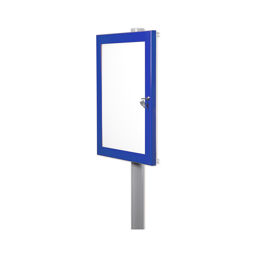Blue Post Mounted External Notice Board