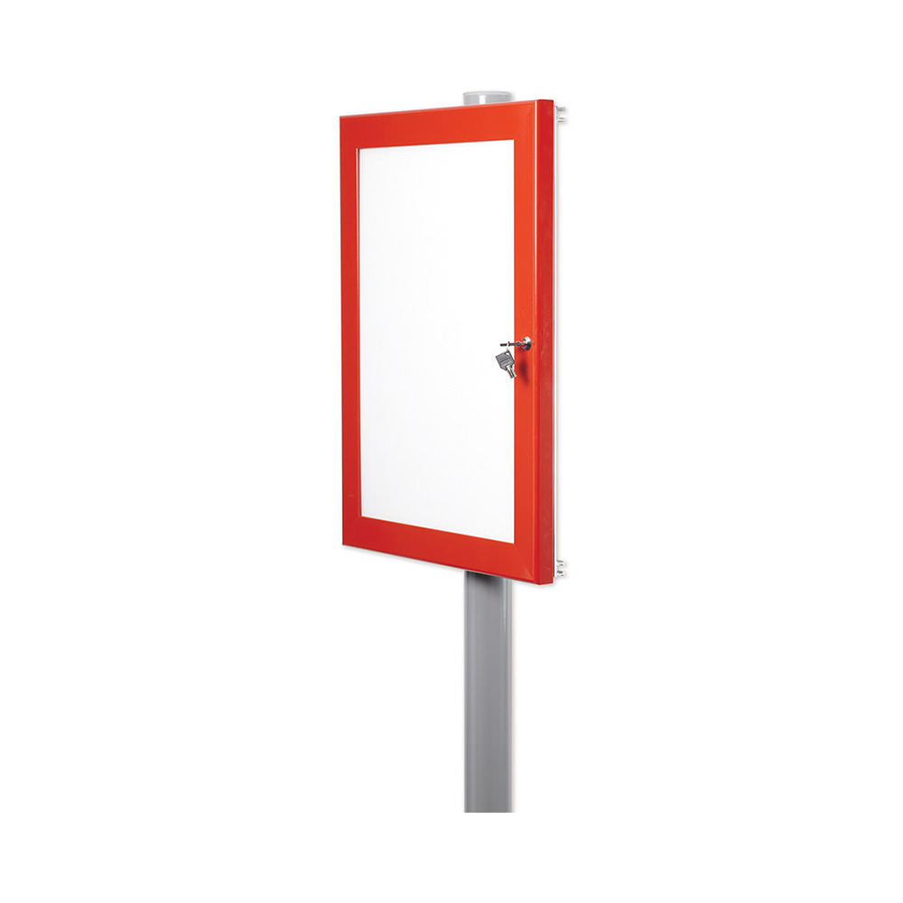 Red External Post Mounted Lockable Noticeboard