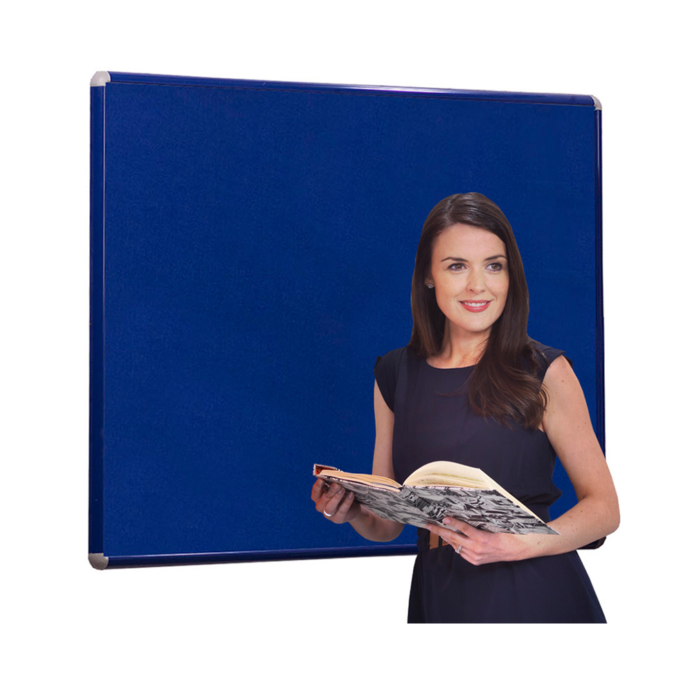 Smartshield Flamesheild Fire Resistant Wall Mountable Landscape Noticeboard with Blue Aluminium Frame and Blue Fabric