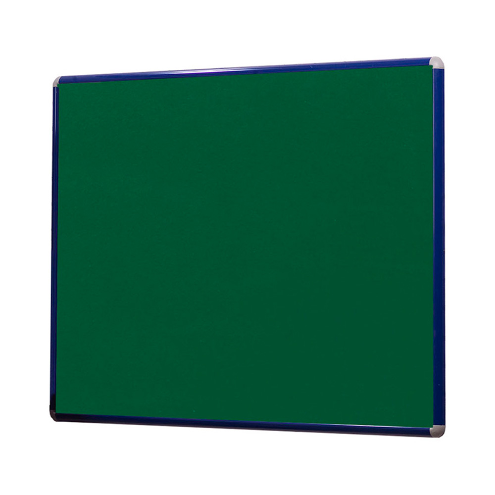 Smartshield Fire Resistant Wall Mounted Noticeboard with Blue Aluminium Frame and Green Fabric