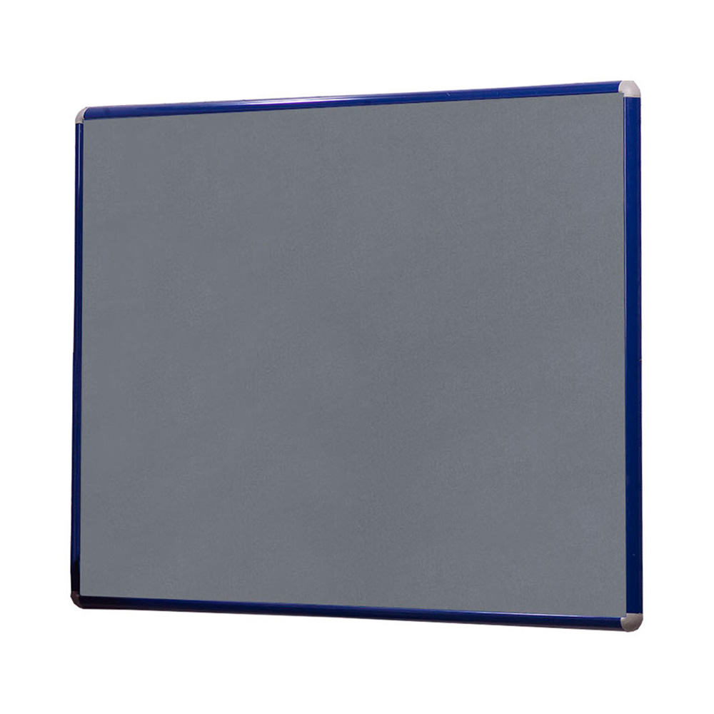 Smartshield Flamesheild Wall Mountable Landscape Noticeboard with Blue Aluminium Frame and Grey Fabric