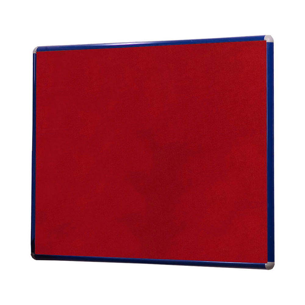 Smartshield Flamesheild Fire Resistant Wall Mountable Landscape Noticeboard with Blue Aluminium Frame and Red Fabric