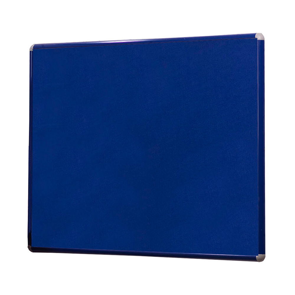 Wall Mounted Landscape Noticeboard with Blue Aluminium Frame and Blue Fabric