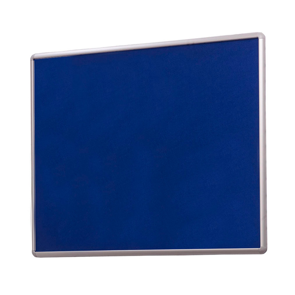 Wall Mounted Landscape Noticeboard with Aluminium Frame and Blue Fabric