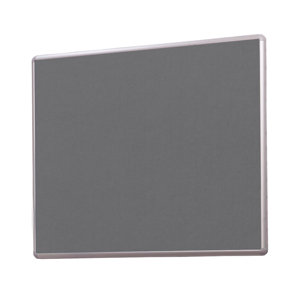 Wall Mounted Landscape Noticeboard with Aluminium Frame and Grey Fabric