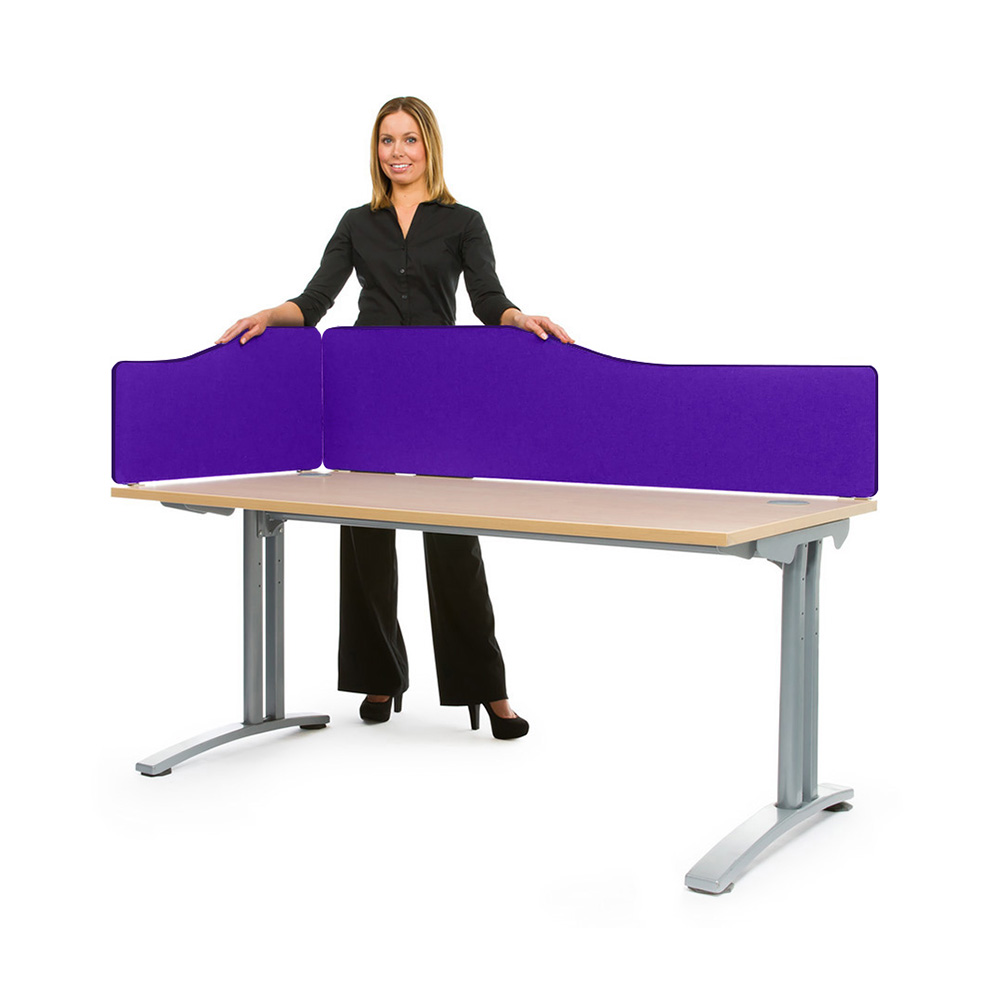Spectrum Desk Screens in Tarot Purple - Wave Top Screens Slope From 480-280mm or 380-180mm Depending on Height Selected