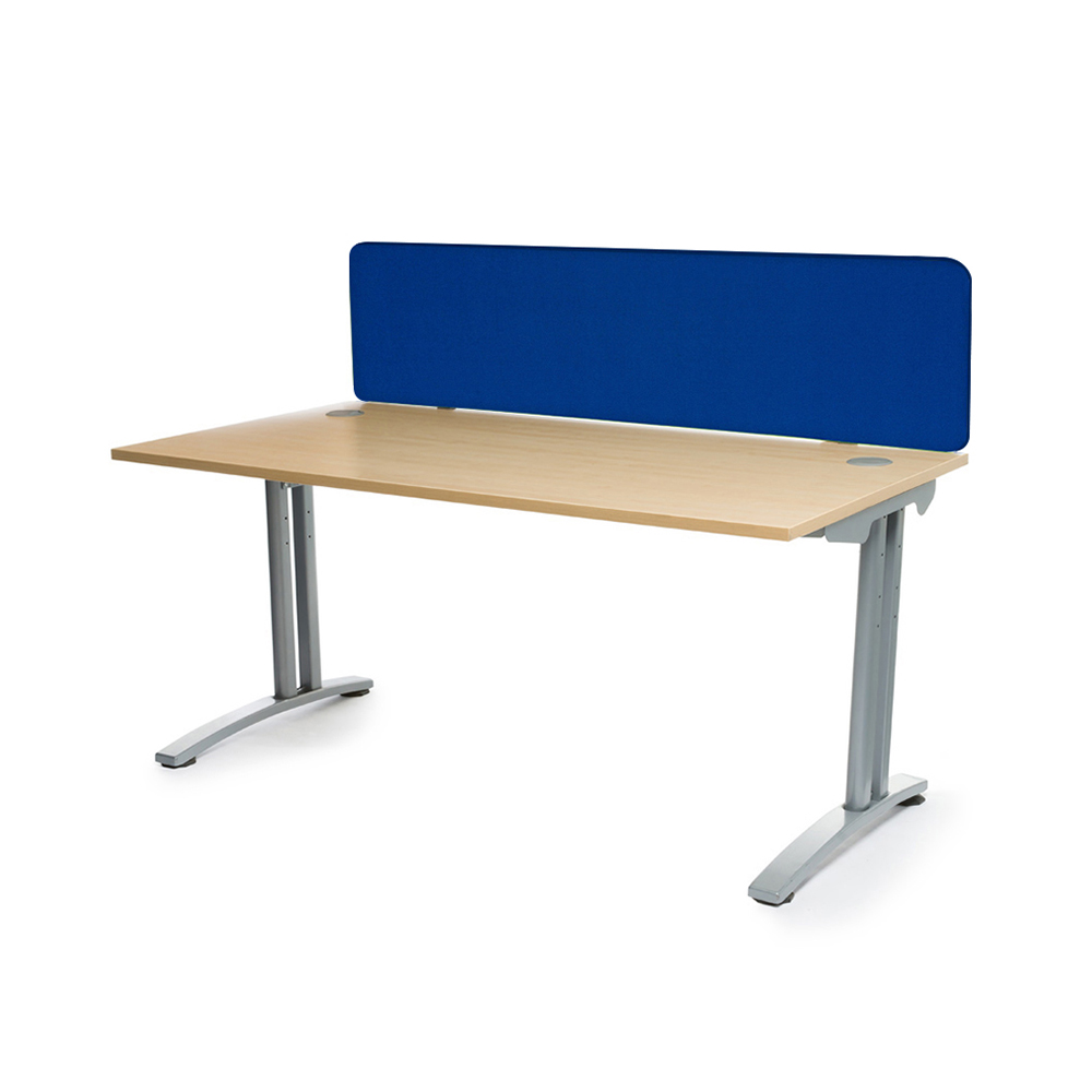 Straight Spectrum Fabric Desk Screens With Scuba Blue Fabric 