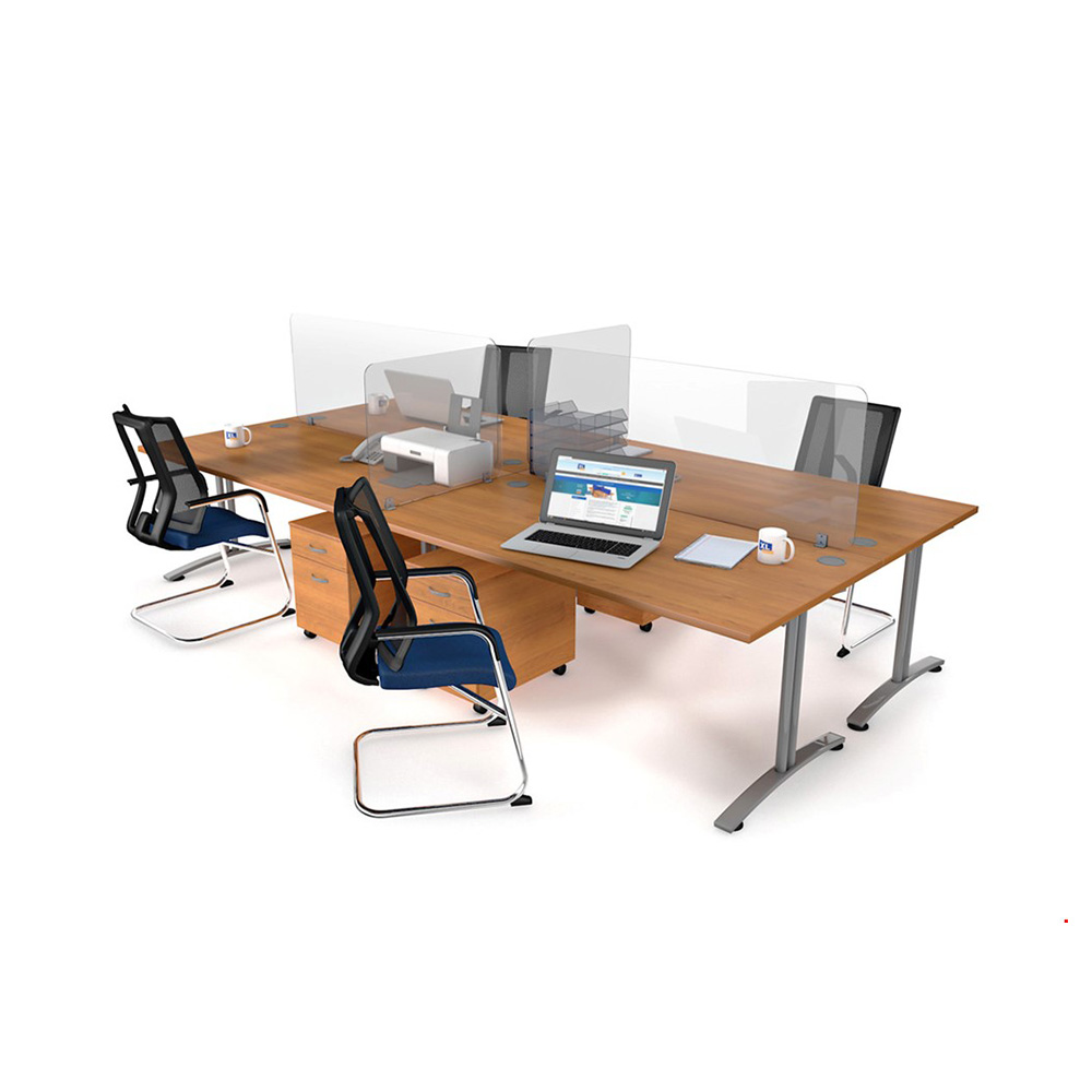 Spectrum Plus Acrylic Glass Desk Screen Supplied With Adjustable Desk Clamps For 18-32mm Thick Desks & Tables