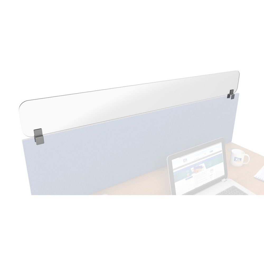 Spectrum Plus Acrylic Glass Desk Screen Topper With Universal Screen Clamps 25-30mm Thick 