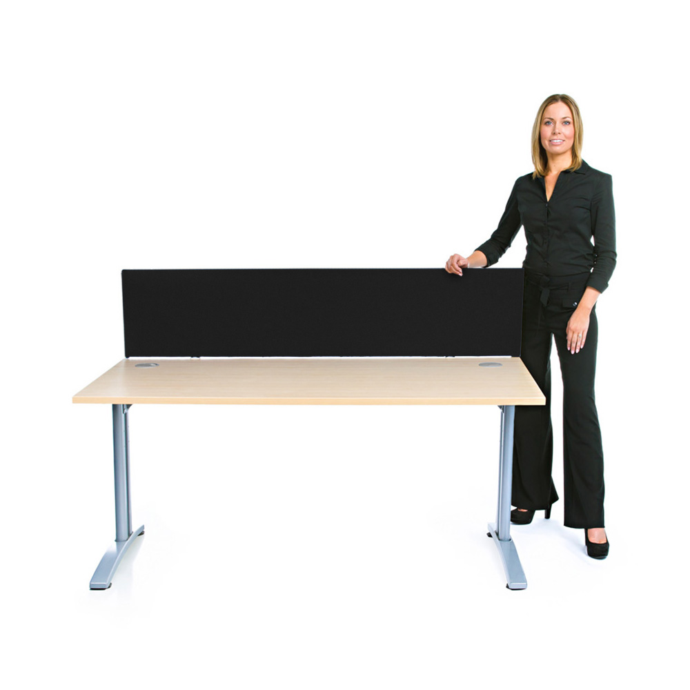 Speedy® In Stock Desk Screens 1600mm Wide With Black Fabric