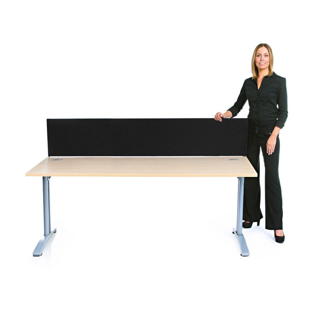 Speedy® Desk Dividers 1800mm Wide With Black Fabric And Silver Trim