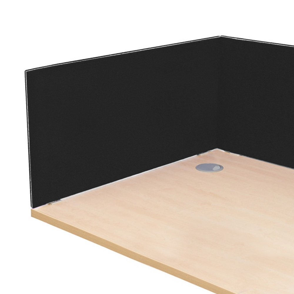 Speedy Office Desk Partitions 800mm Wide in Black With Silver Trim