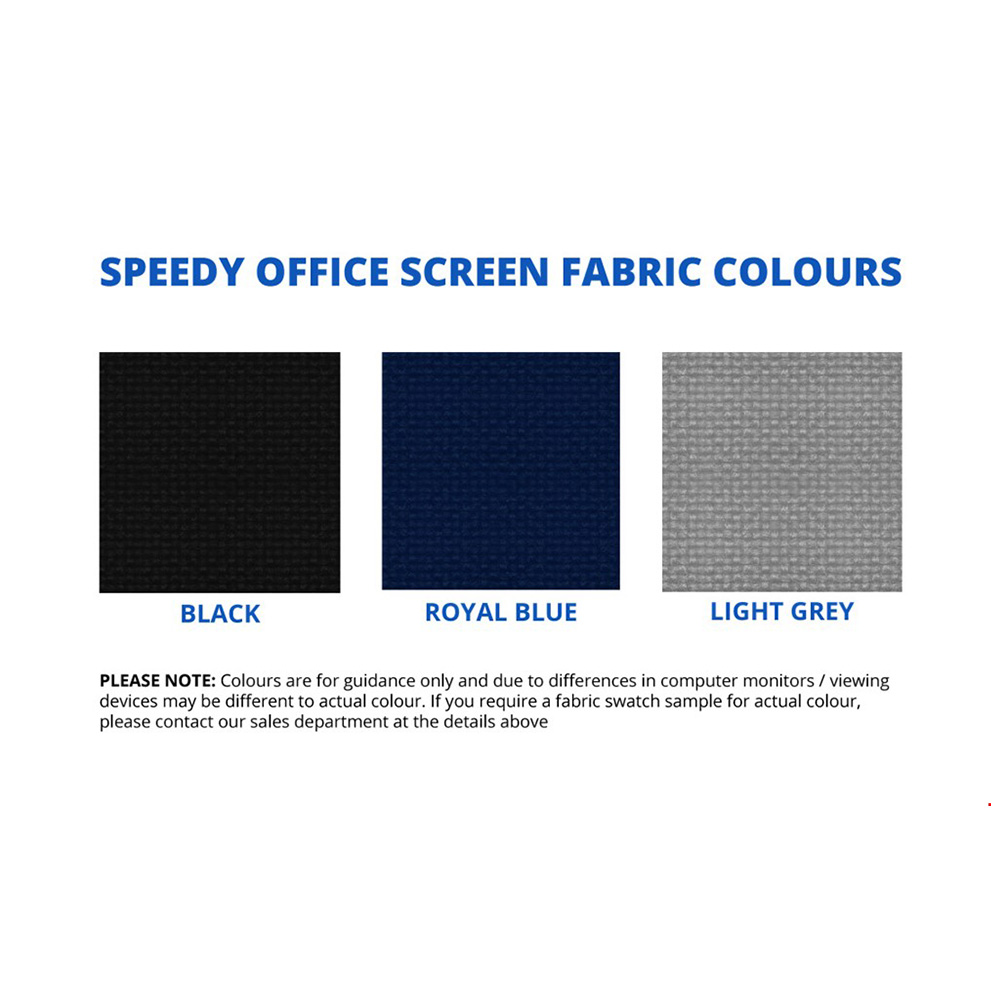 Speedy Desk Partitions Are Available in Three Fabric Colours - Covered Both Sides With Commercial Grade Fire- Rated Fabric