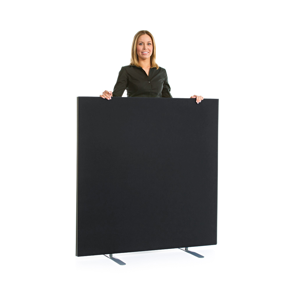 Speedy® Office Screens 1200mm High Partition in Black With Silver-Grey PVC Edge