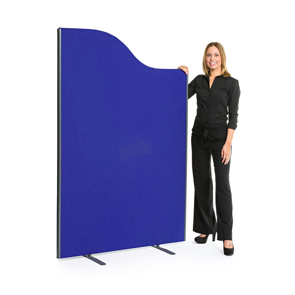 Standard Acoustic Office Screens With Wave Top in Royal Blue Fabric