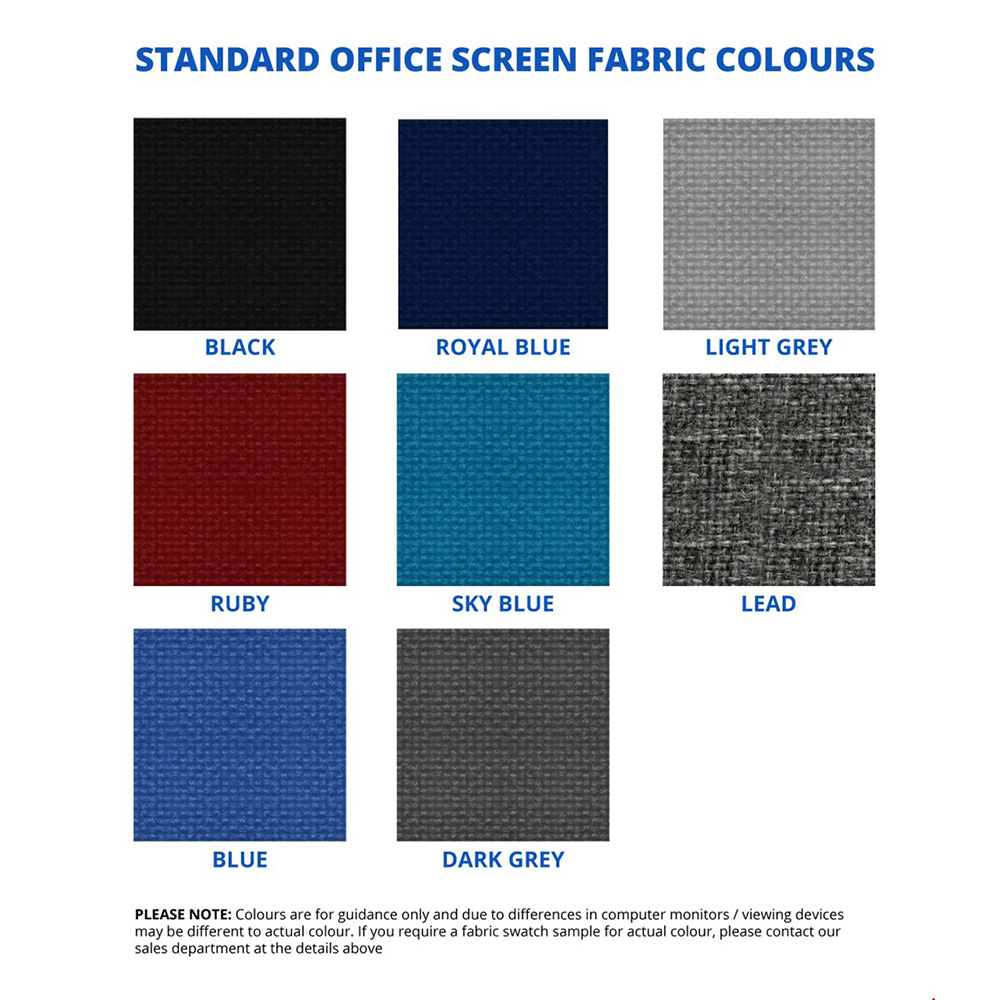 Standard Freestanding Office Partitions Are Available In 8 Fabric Colours