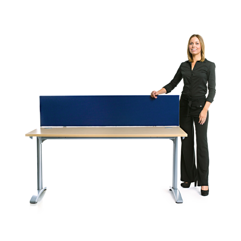Standard Office Desk Screens With Royal Blue Fabric 