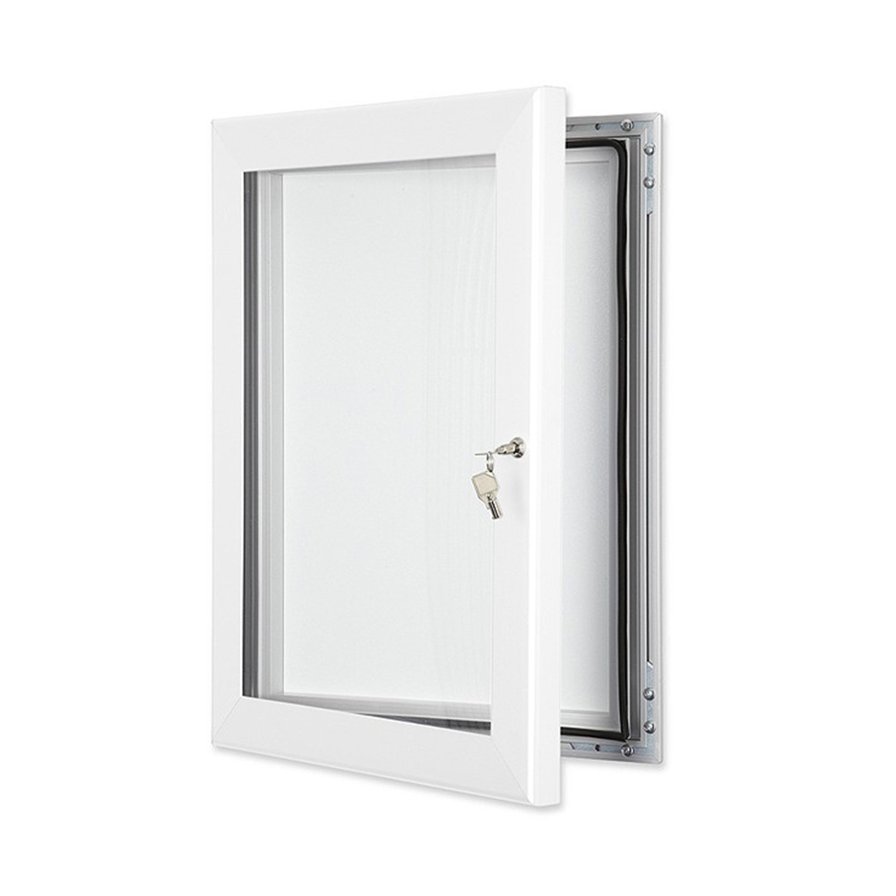 External Lockable Notice Board Wall Mounted in Pure White