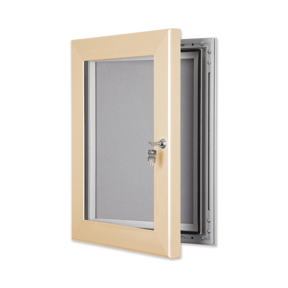 Lockable Outdoor Noticeboard with Coloured Frame in  Cream
