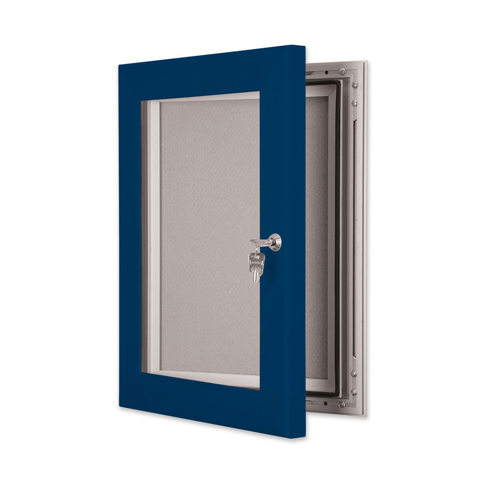 Lockable Outdoor Noticeboard with Coloured Frame in Gentian Blue