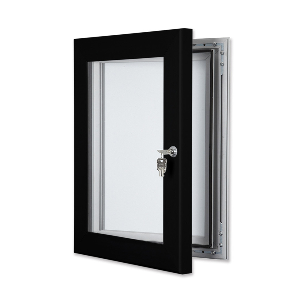 Lockable Outdoor Noticeboard with Coloured Frame in Jet Black