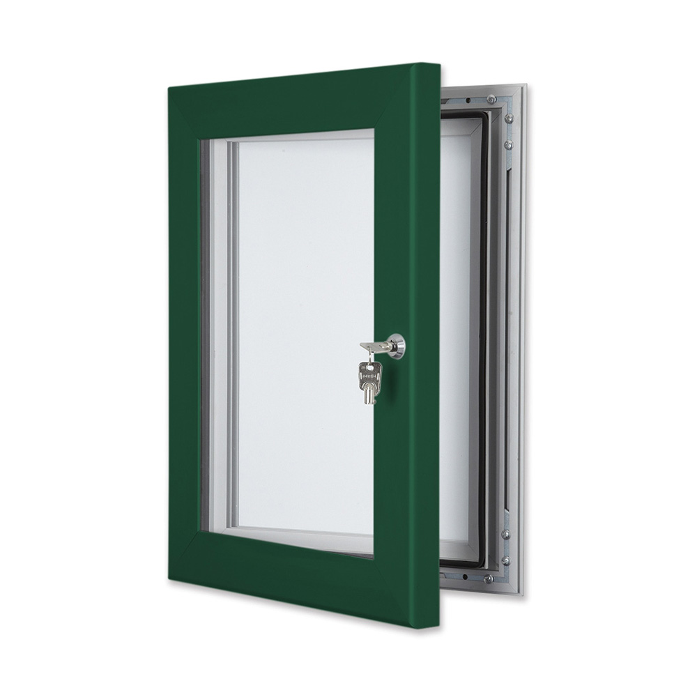 Lockable Outdoor Noticeboard with Coloured Frame in Moss Green