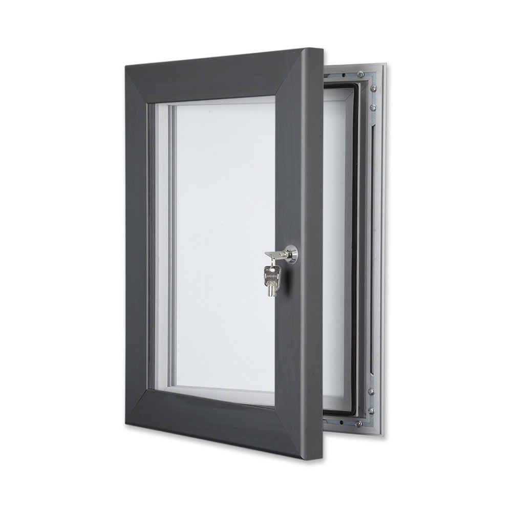 Lockable Outdoor Noticeboard with Coloured Frame in Slate Grey