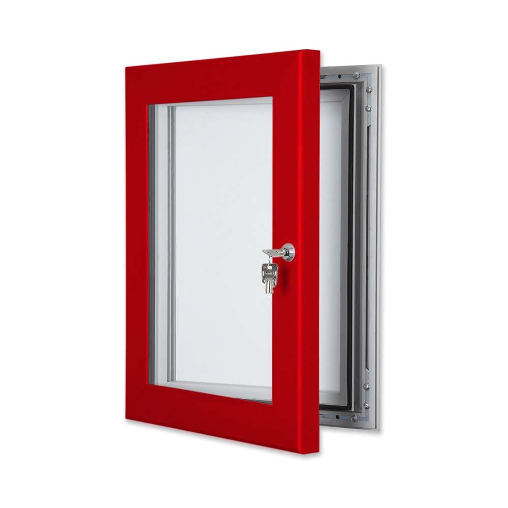 Lockable Outdoor Noticeboard with Coloured Frame in Traffic Red