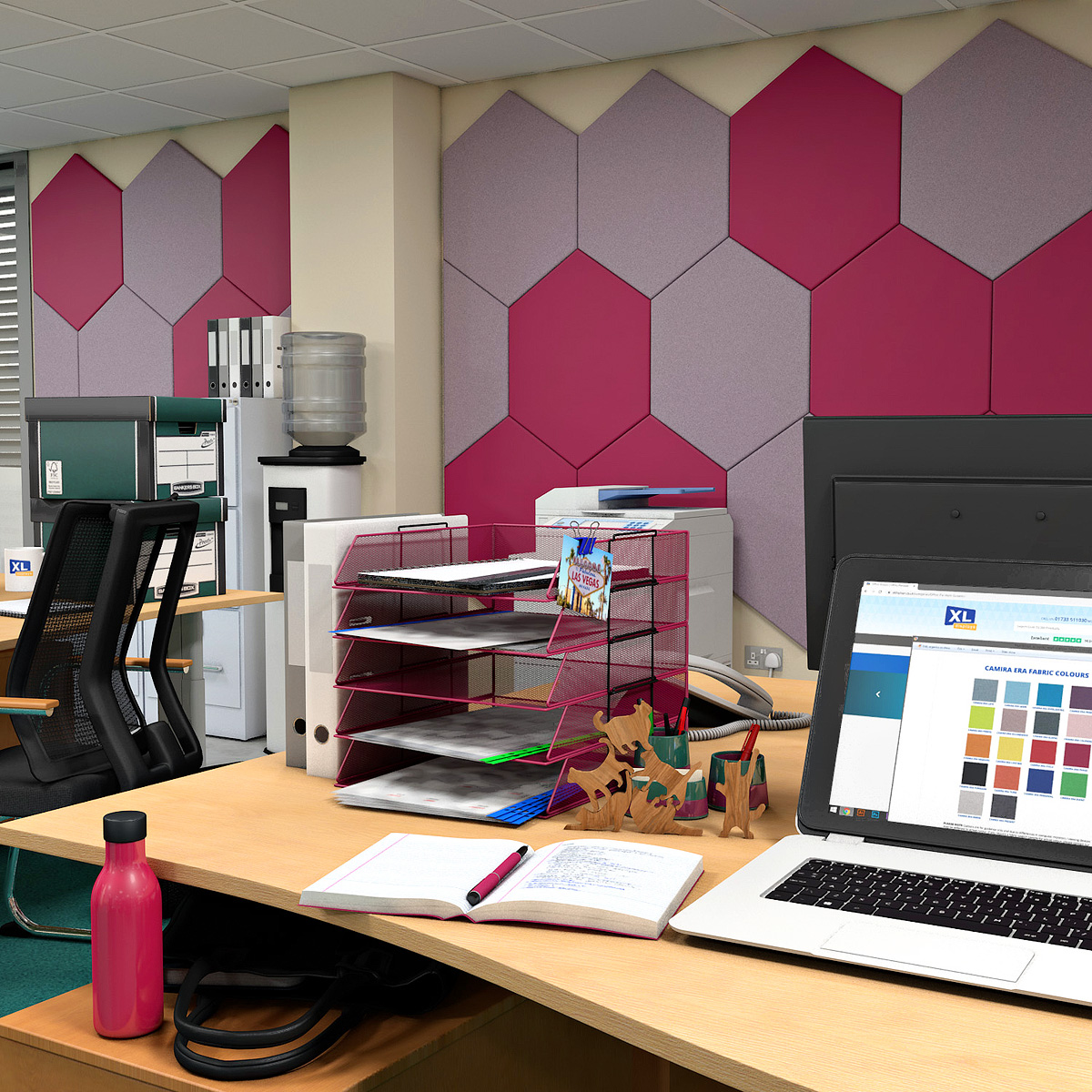 ZENARTRO™ Diamond Shape Acoustic Wall Panelling Reduces Office Noise & Distractions By Absorbing Sound Reverberations 